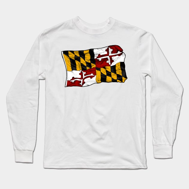 Maryland Flag Long Sleeve T-Shirt by Elizabeth Weglein Art